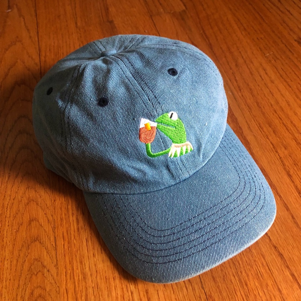 Kermit Drinking Tea Denim Hat